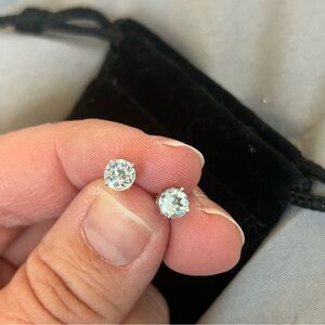 Silver Stud Earrings with Faceted Gemstones